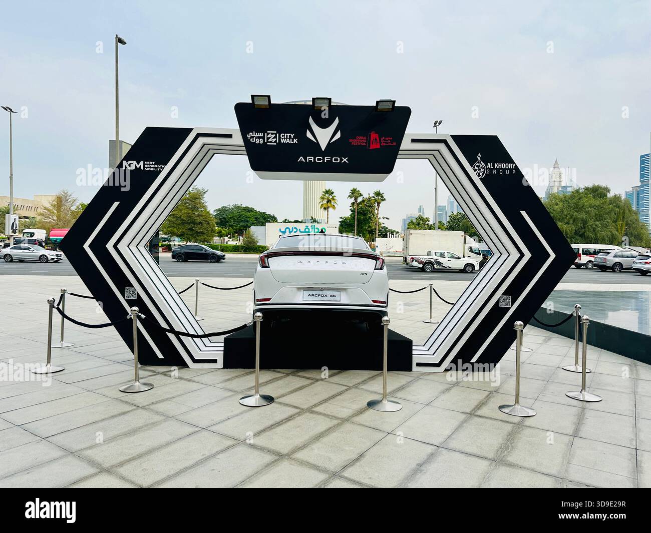 Arcfox car on display city walk dubai - Smartphone Captured Stock Image