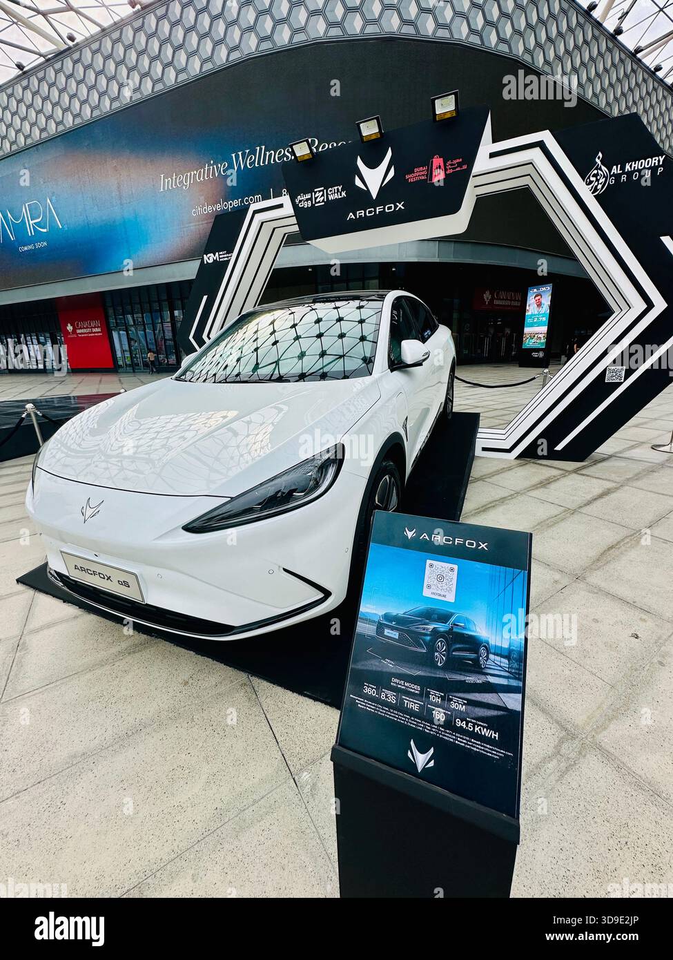 Arcfox car on display city walk dubai - Smartphone Captured Stock Image