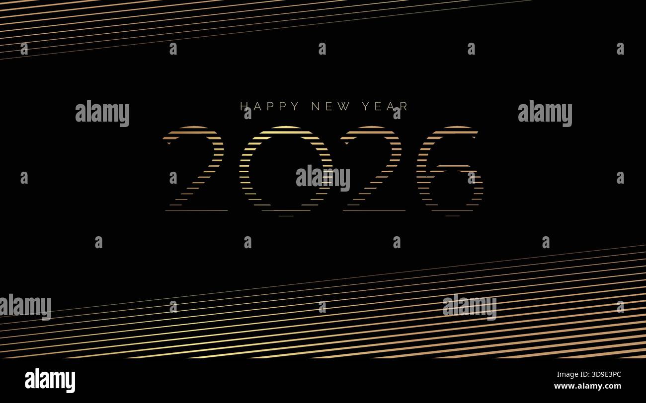 Modern 2026 lineart new year gradient diagonal lines vector background with abstract background Stock Vector