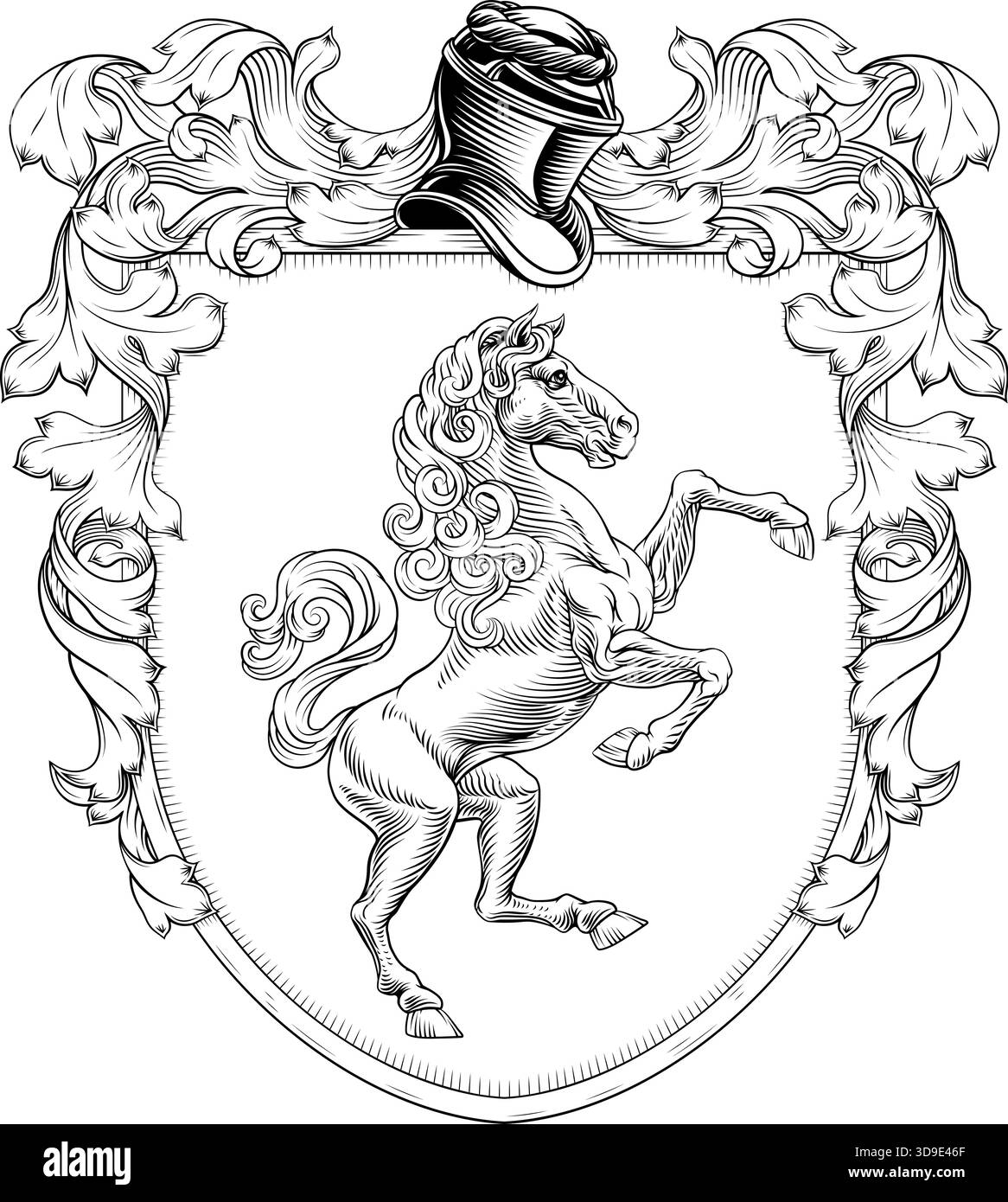 Coat of Arms Crest Horse Heraldic Medieval Shield Stock Vector Image ...