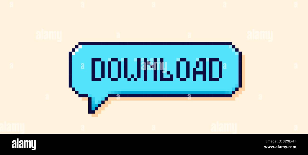 Pixel art user interface blue speech bubble Download. Stock Vector
