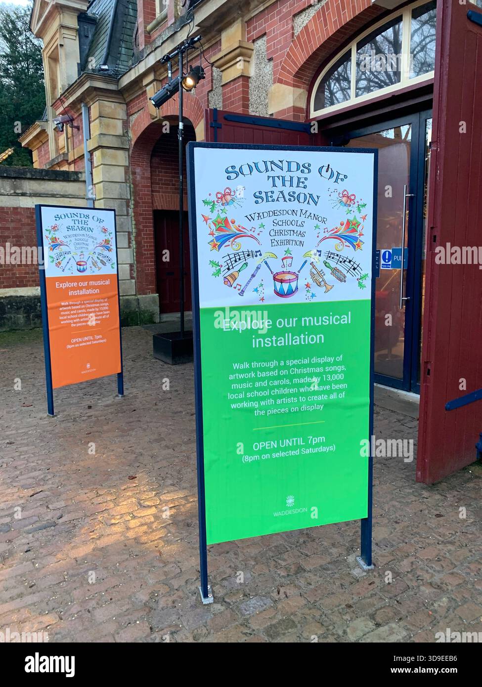 Neo-Renaissance French Chateau- inspired Waddeston Manor house Ornate facade Turrets and domes Steep slate roof decorative stone work Symmetrical - Smartphone Captured Stock Image