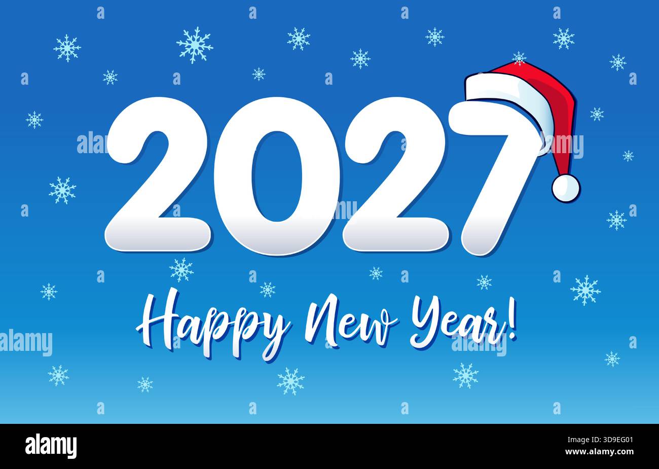 Happy New Year 2027, paper numbers with Santa hat. Creative vector ...