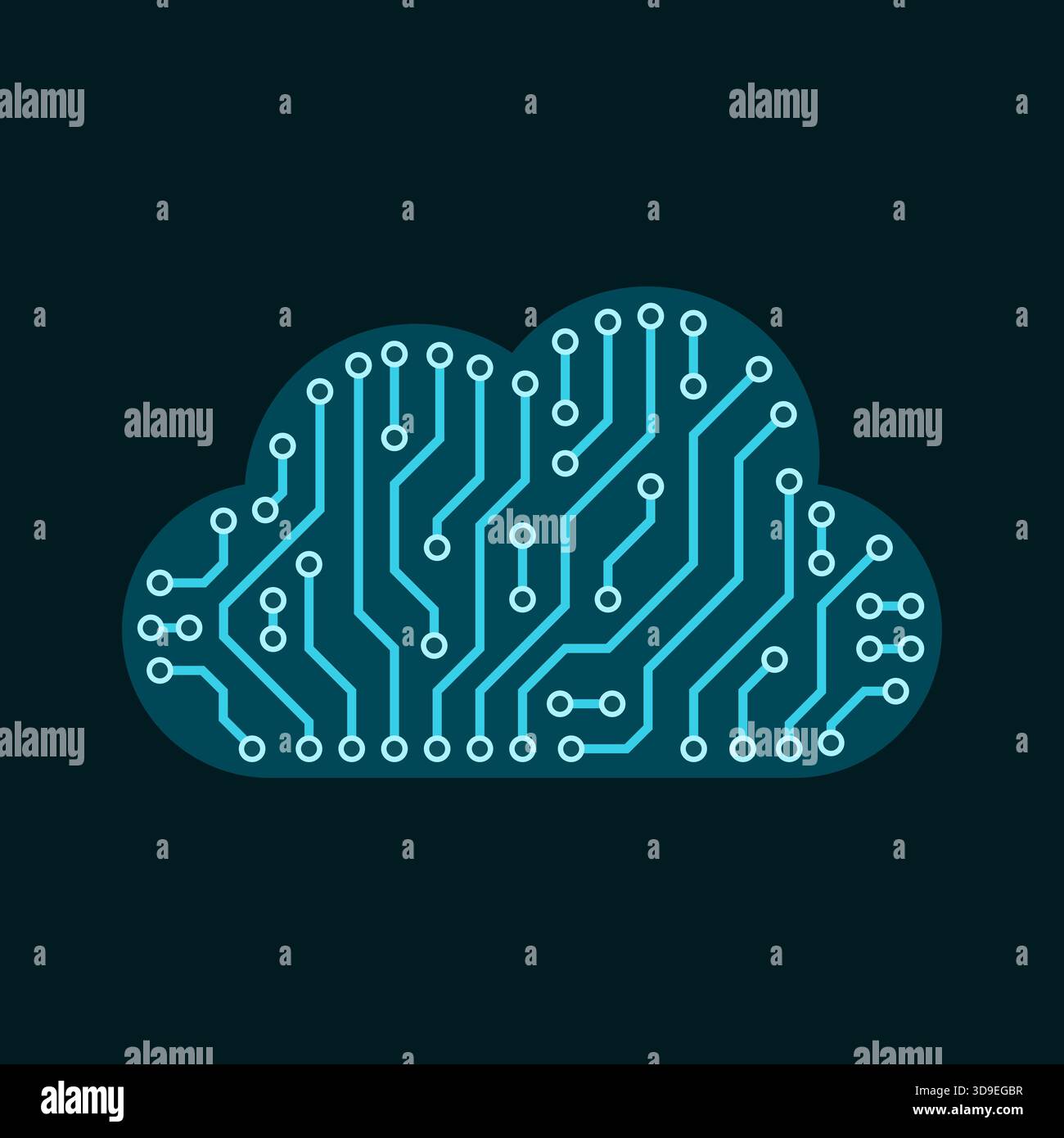 Printed circuit board shaped like a cloud: cloud computing, data and hosting concept, isolated Stock Vector