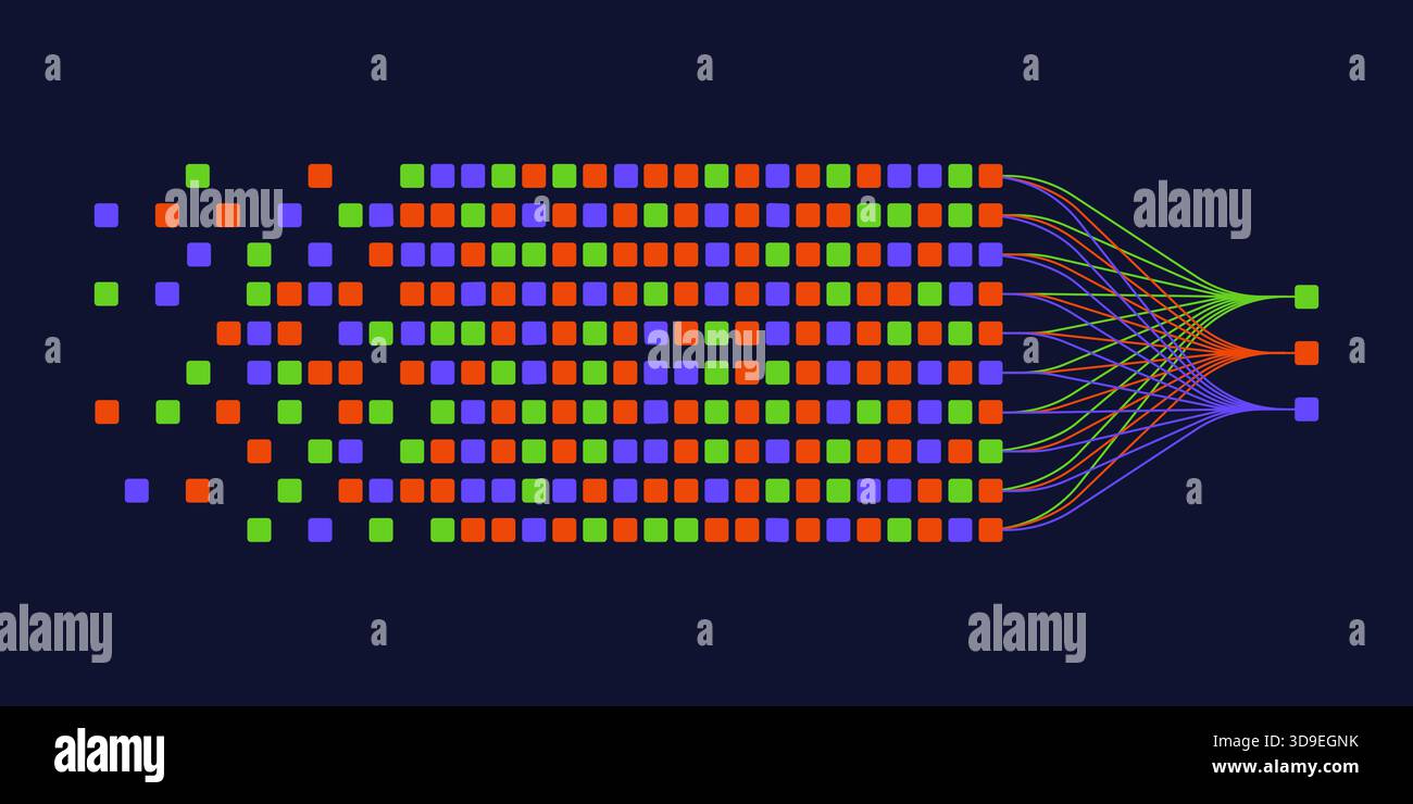 Big data analytics and AI, clustering, algorithms and machine learning abstract background Stock Vector