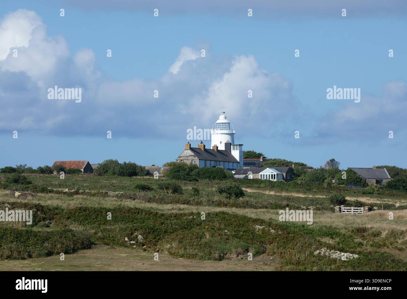 Disused Lighthouse in the centre of St Agnes Island. Isles of Scilly, Cornwall, UK. Stock Photo