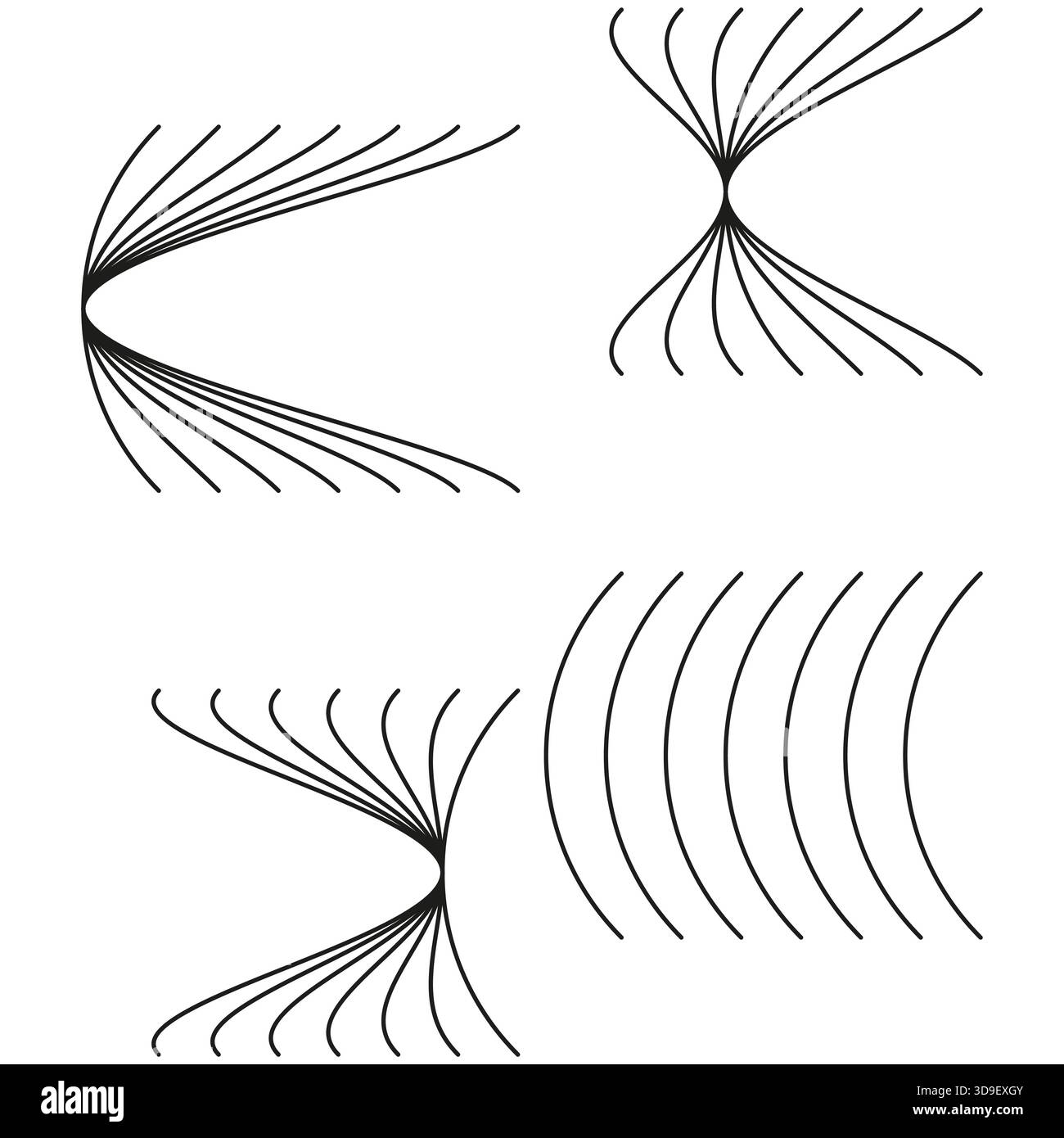 Ventor Rounded Line Abstract curved lines. Concentric fan shapes. Geometric graphic form ...