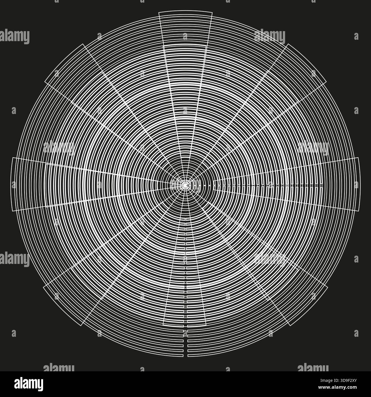 Radial line circle. Geometric target graphic. Concentric Vector pattern. Abstract structure design. EPS 10. Stock Vector