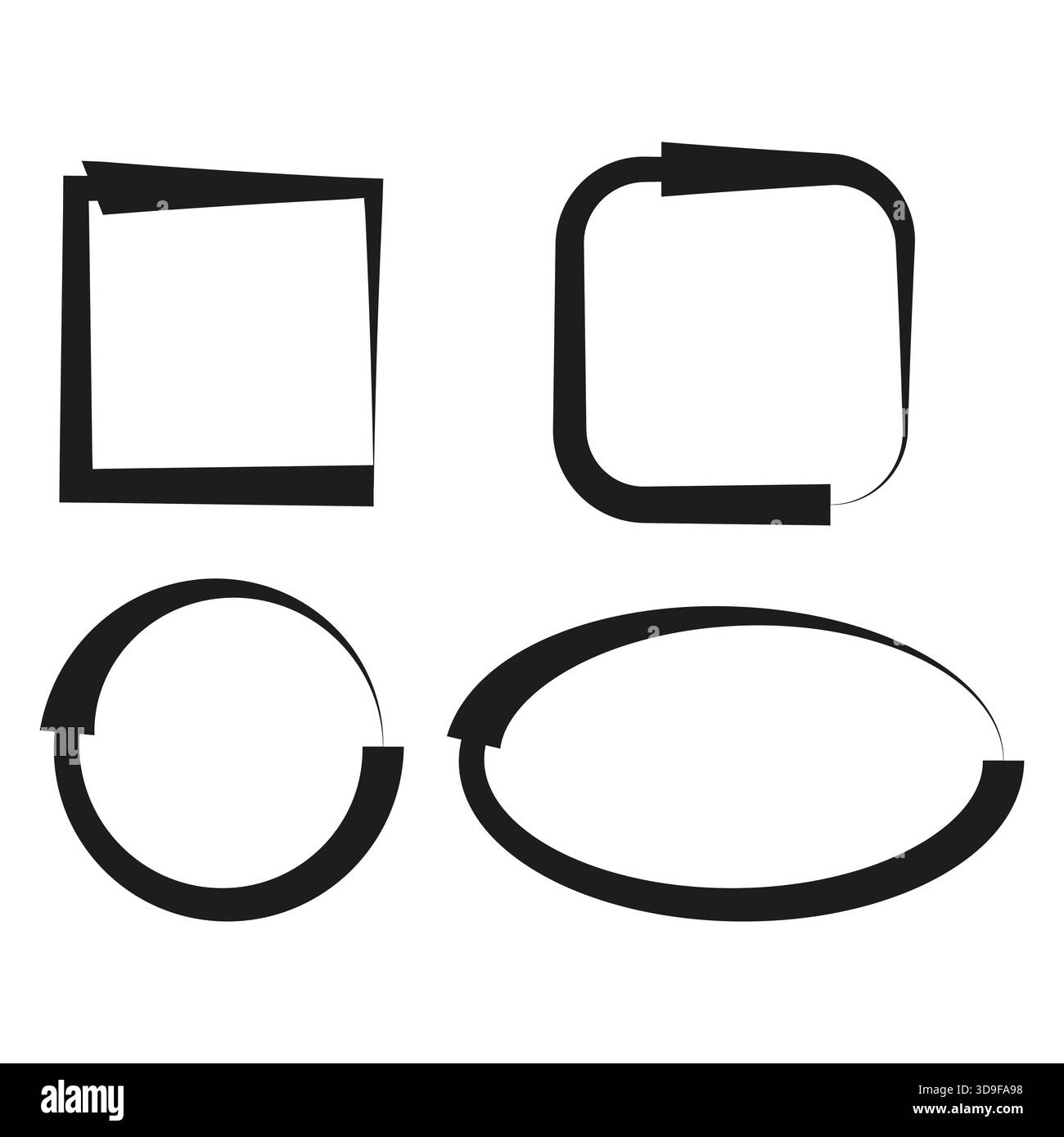 Loop arrow frames. Geometric line shapes. Cycle flow Vector. Square round symbol set. EPS 10. Stock Vector