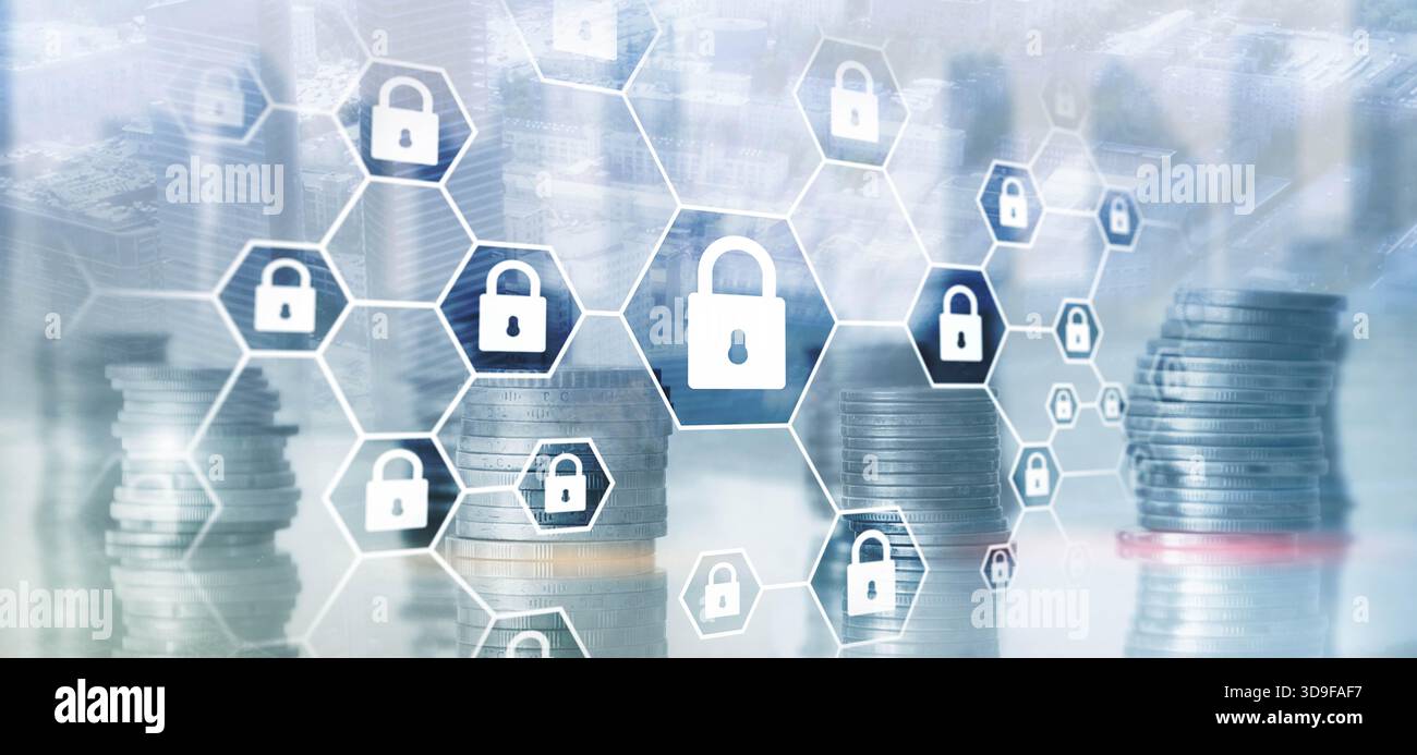 Cybersecurity concept. Data protection universal background. Stock Photo