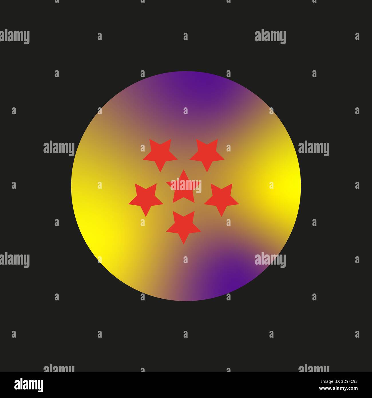 Seven star number. Gradient circle element. Yellow purple Vector. Dark background shape. EPS 10. Stock Vector