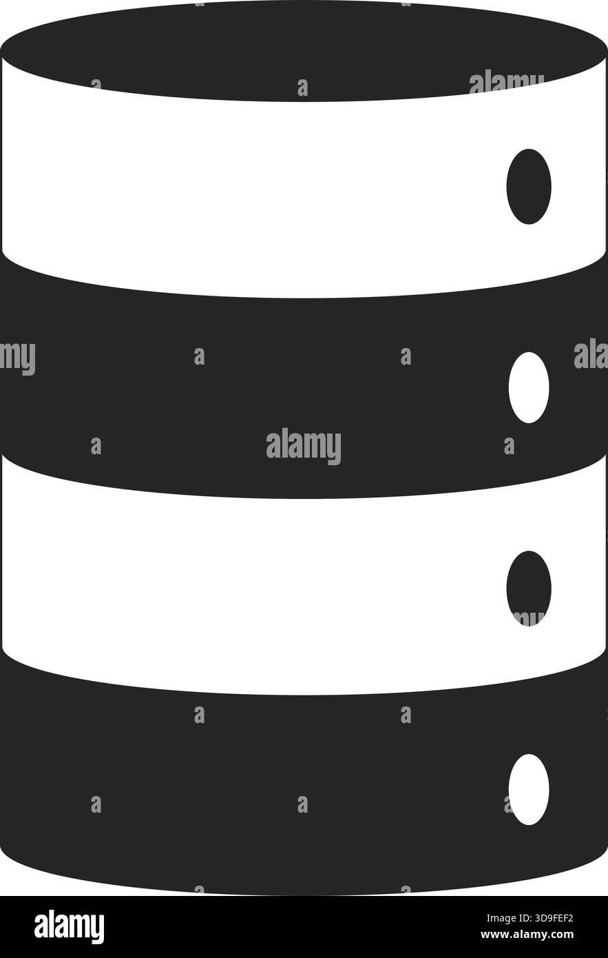 Cylindrical server with indicator lights 2D line object Stock Vector