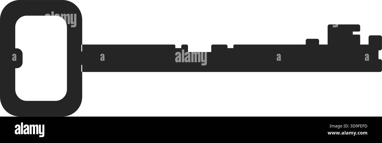 Simple key 2D black filled object Stock Vector