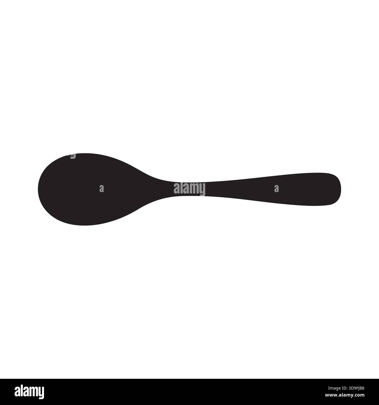 Simple outline drawing of a spoon with a curved handle and oval bowl ...
