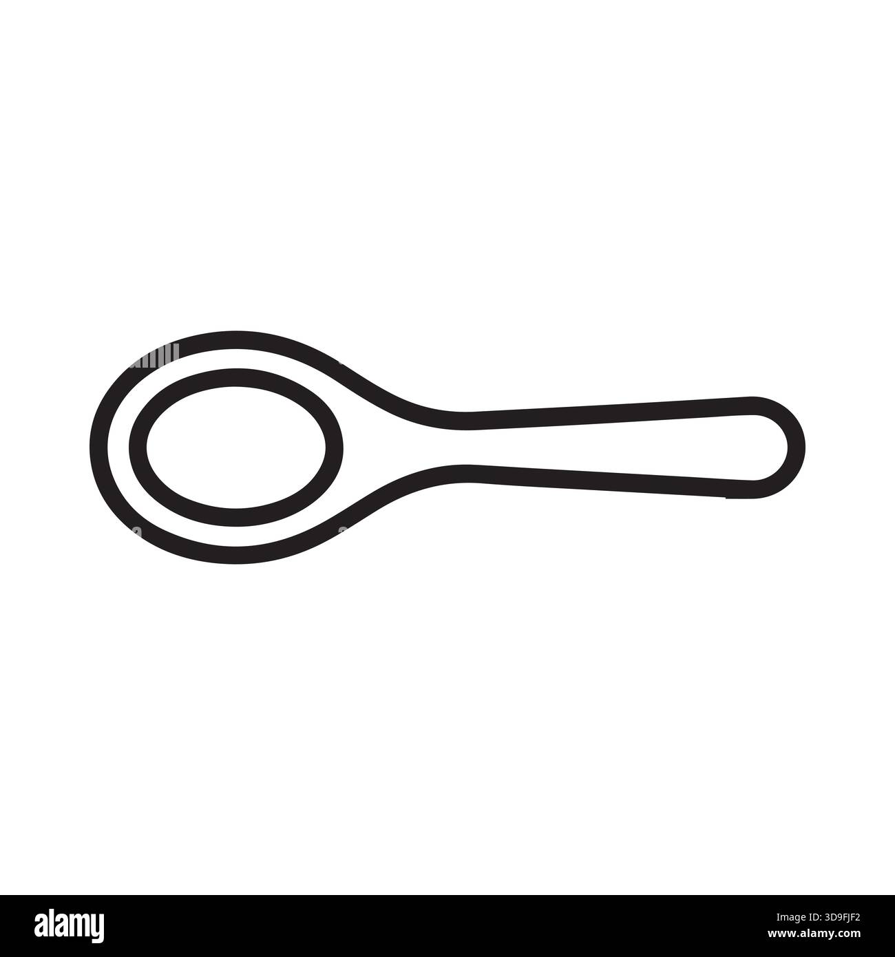 Simple outline drawing of a spoon with a curved handle and oval bowl ...