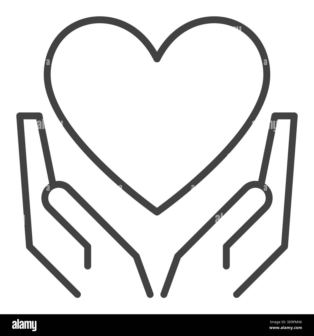 Hands with Heart vector Love concept simple linear icon Stock Vector