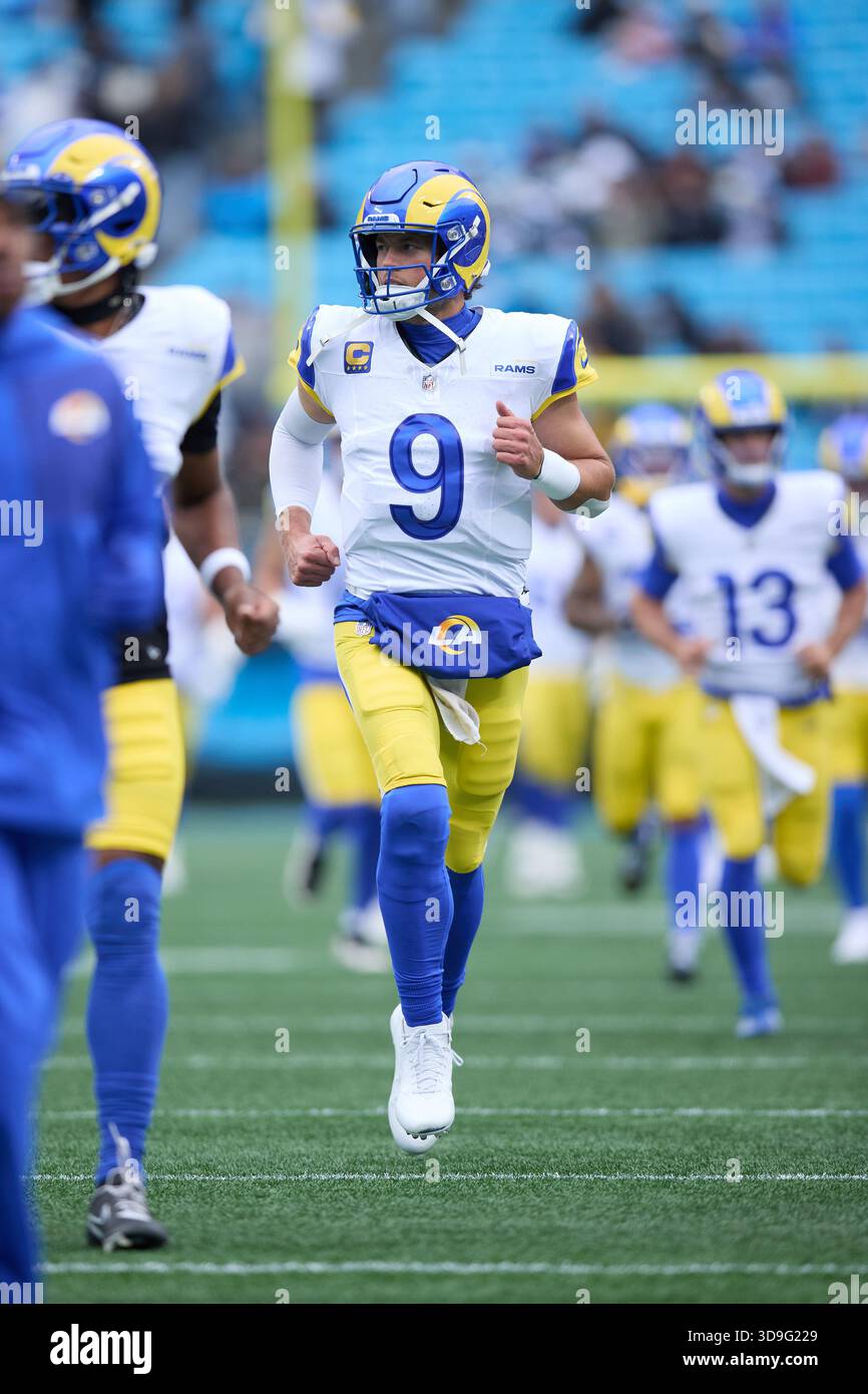 La Rams Dj Ester Los Angeles Rams quarterback Matthew Stafford (9) jogs off the field ...