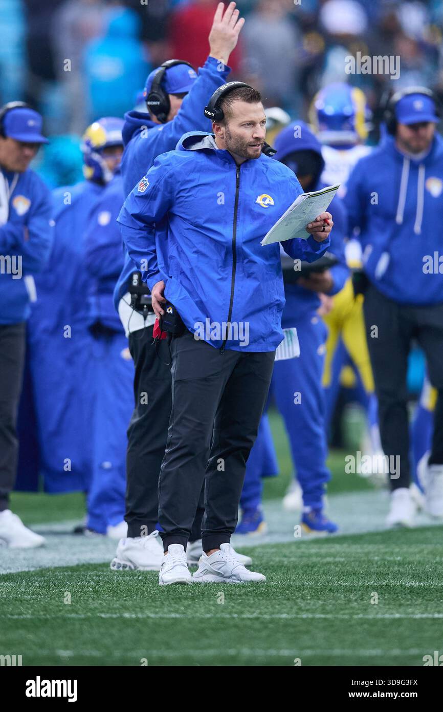 La Rams Dj Ester Los Angeles Rams head coach Sean McVay calls a play during an NFL ...