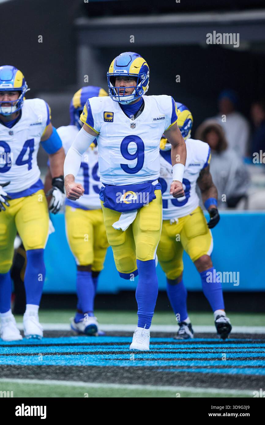 La Rams Dj Ester Los Angeles Rams quarterback Matthew Stafford (9) runs off the field ...