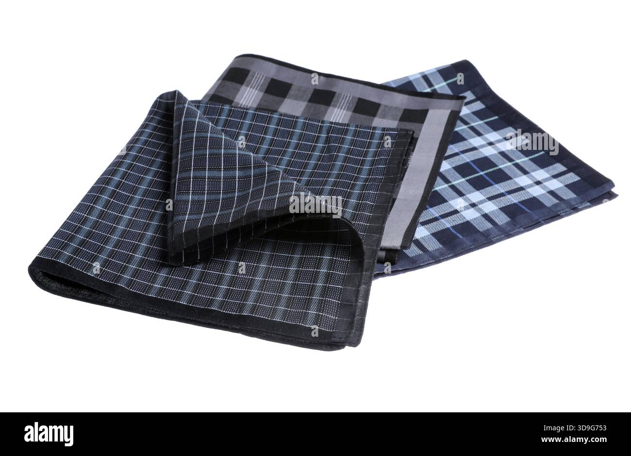 Three different stylish handkerchiefs isolated on white Stock Photo