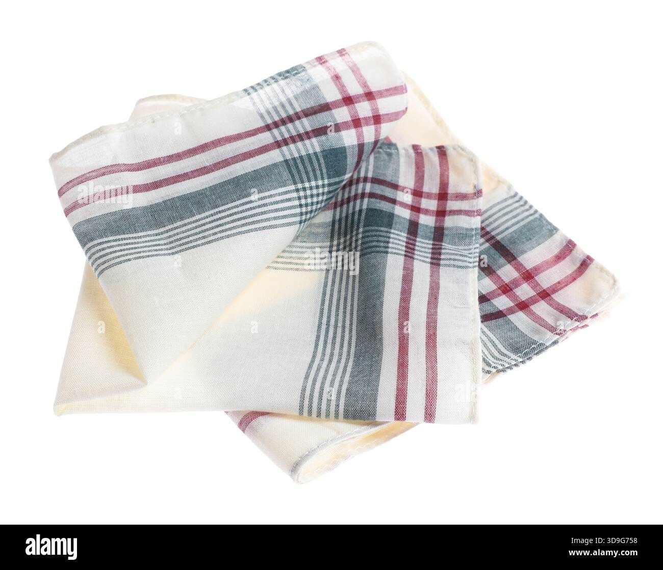 Folded handkerchiefs isolated on white. Stylish accessory Stock Photo
