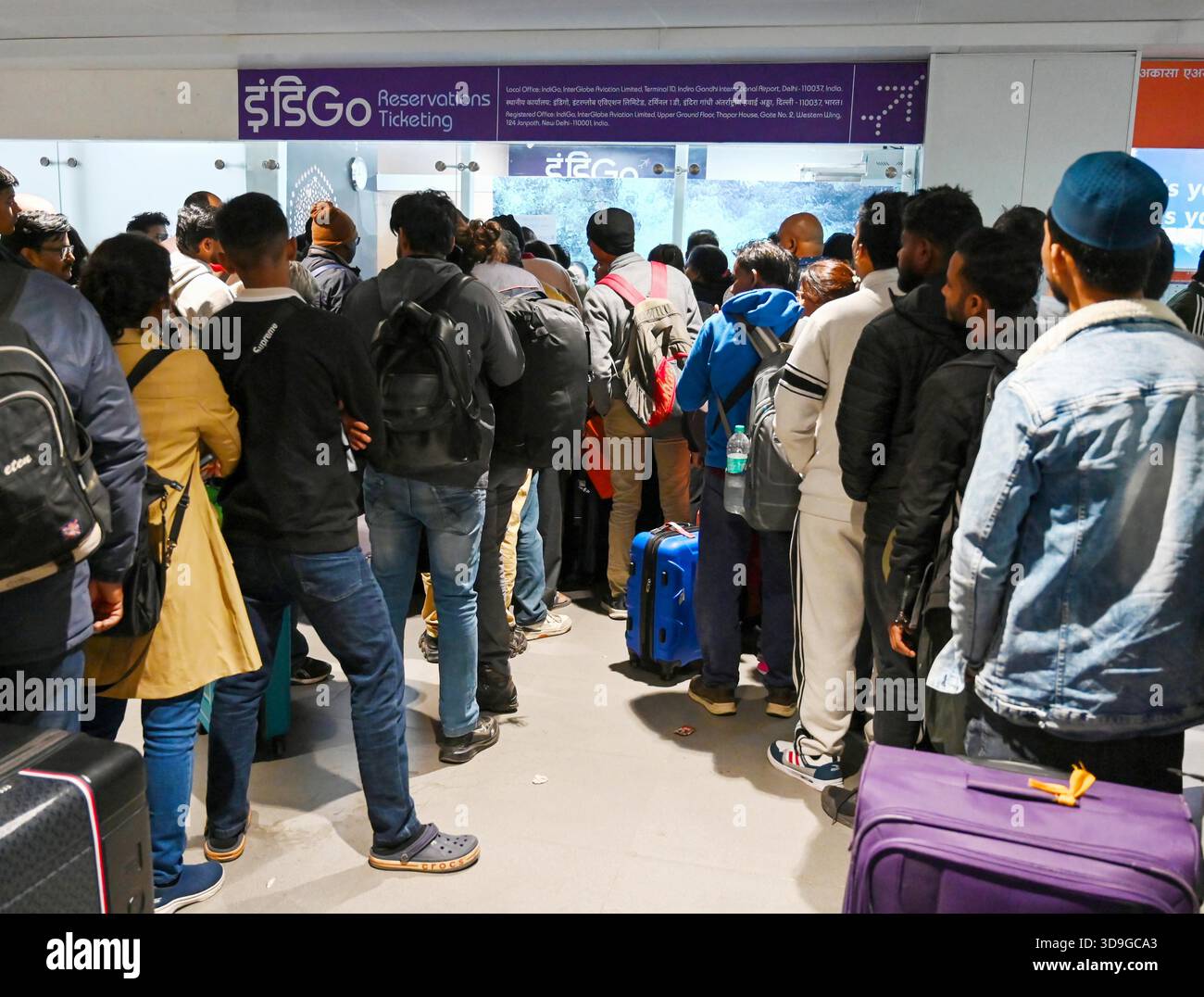 NEW DELHI, INDIA - DECEMBER 5: Passengers with their luggage stranded ...