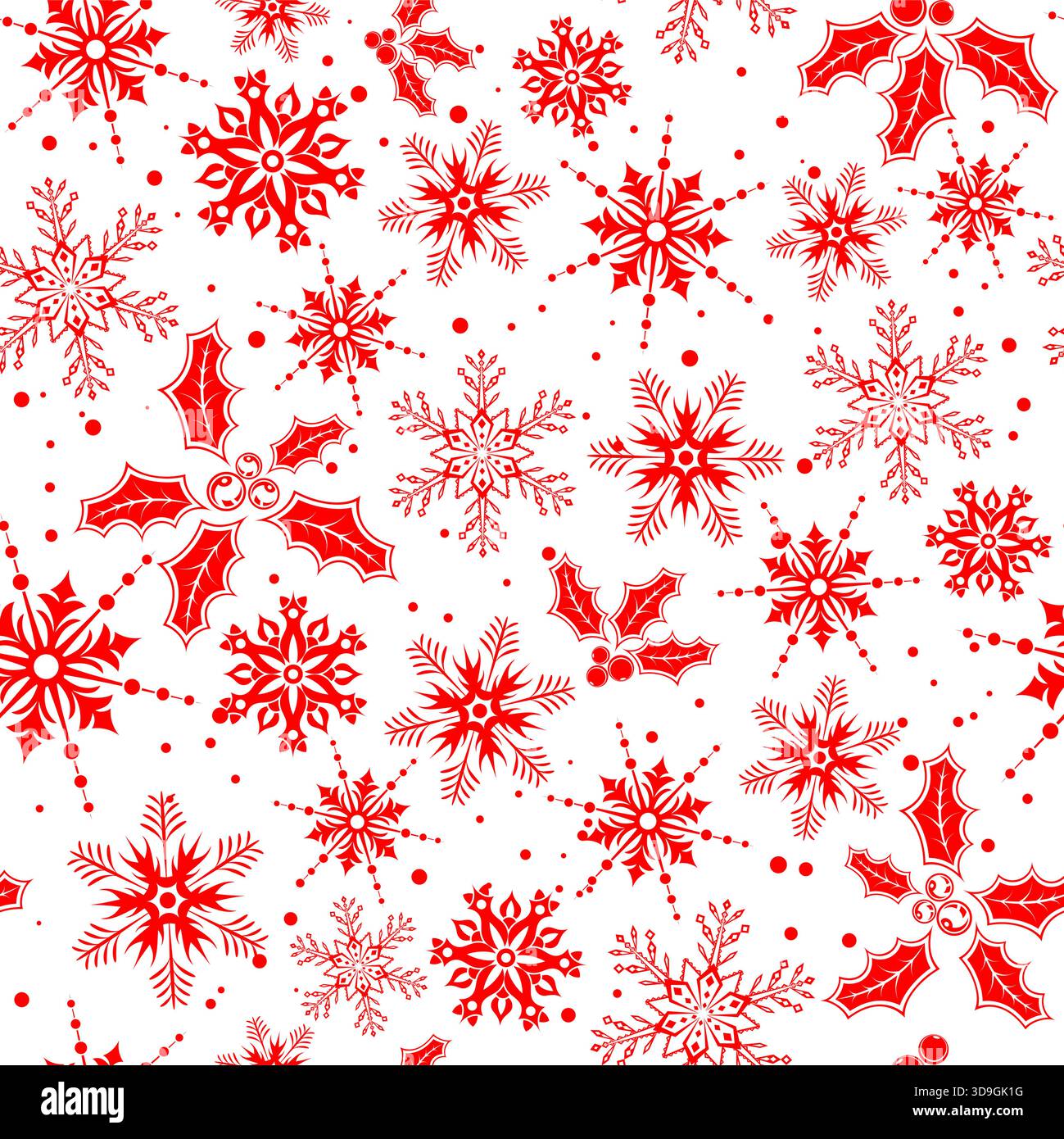 Christmas seamless background with snowflake, mistletoe, element for design, vector illustration Stock Vector