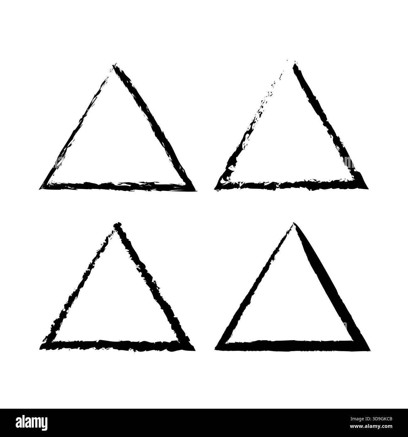 Triangle outline icon. Hand drawn border. Vector frame set. Rough ...