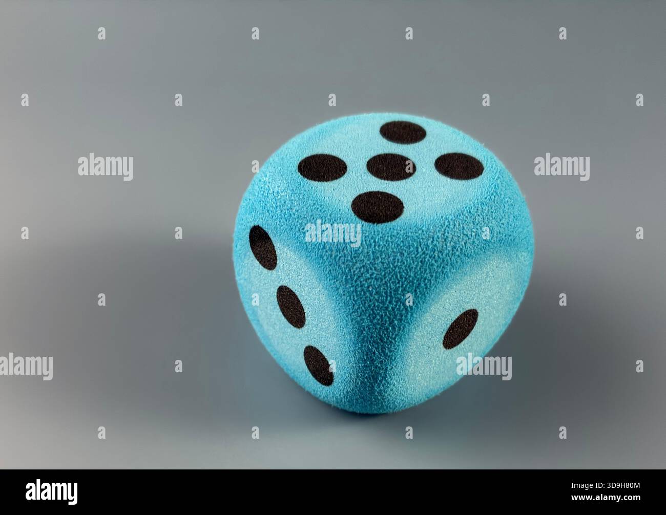 Blue Dice on Gray Background — Kids Math Education (preschool, classroom, Montessori, STEM) and Business Decision Strategy Concept - Smartphone Captured Stock Image