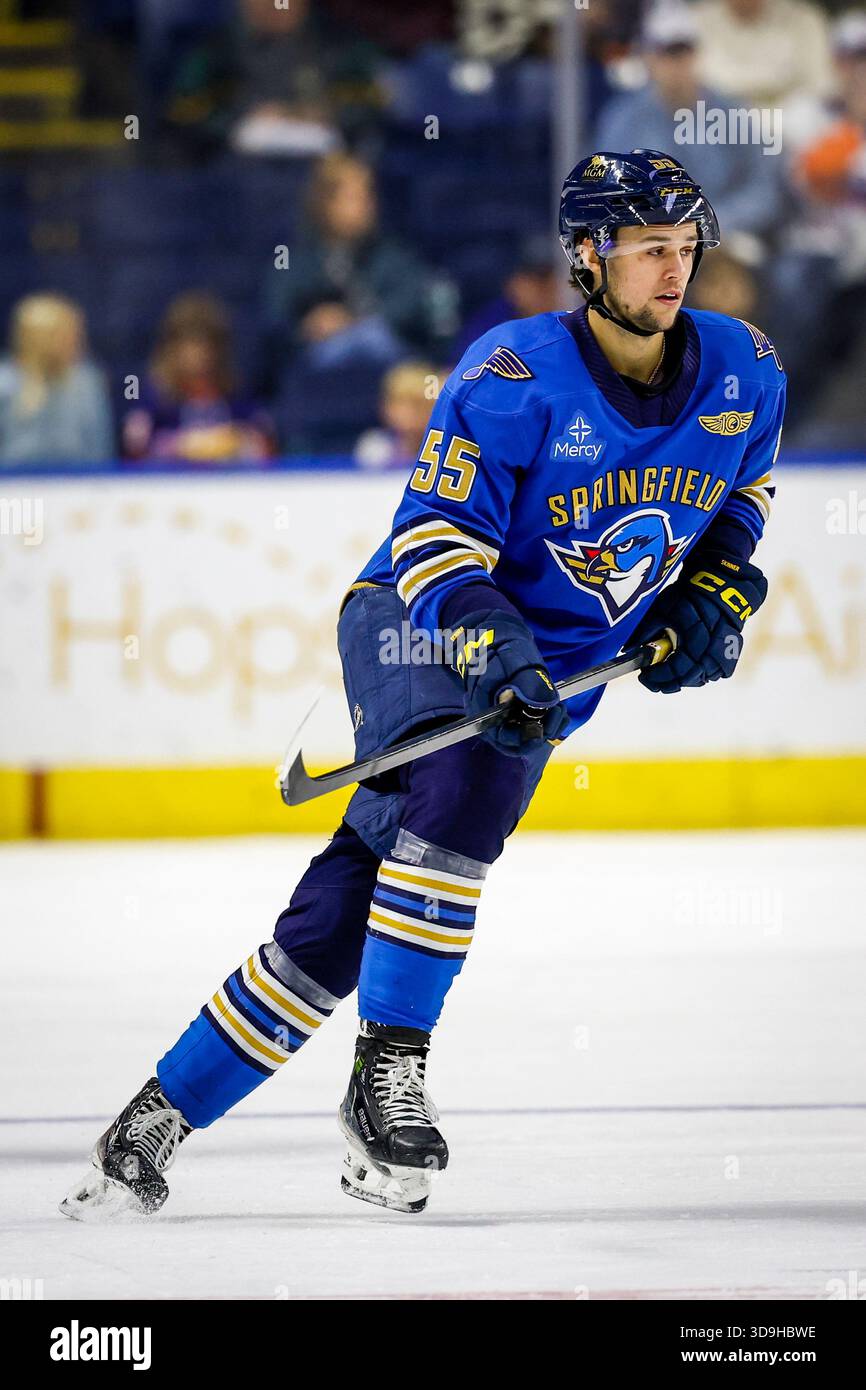 November 28, 2025: Springfield Thunderbirds defenseman Hunter Skinner ...