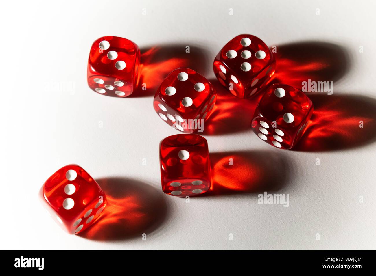 red dice on a white background, close up Stock Photo