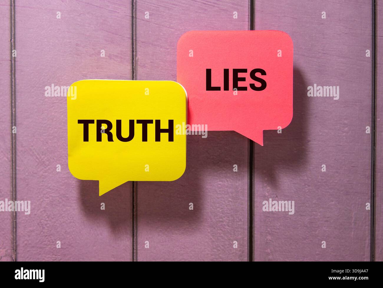 Crossing out Lies and writing Truth on a blackboard Stock Photo