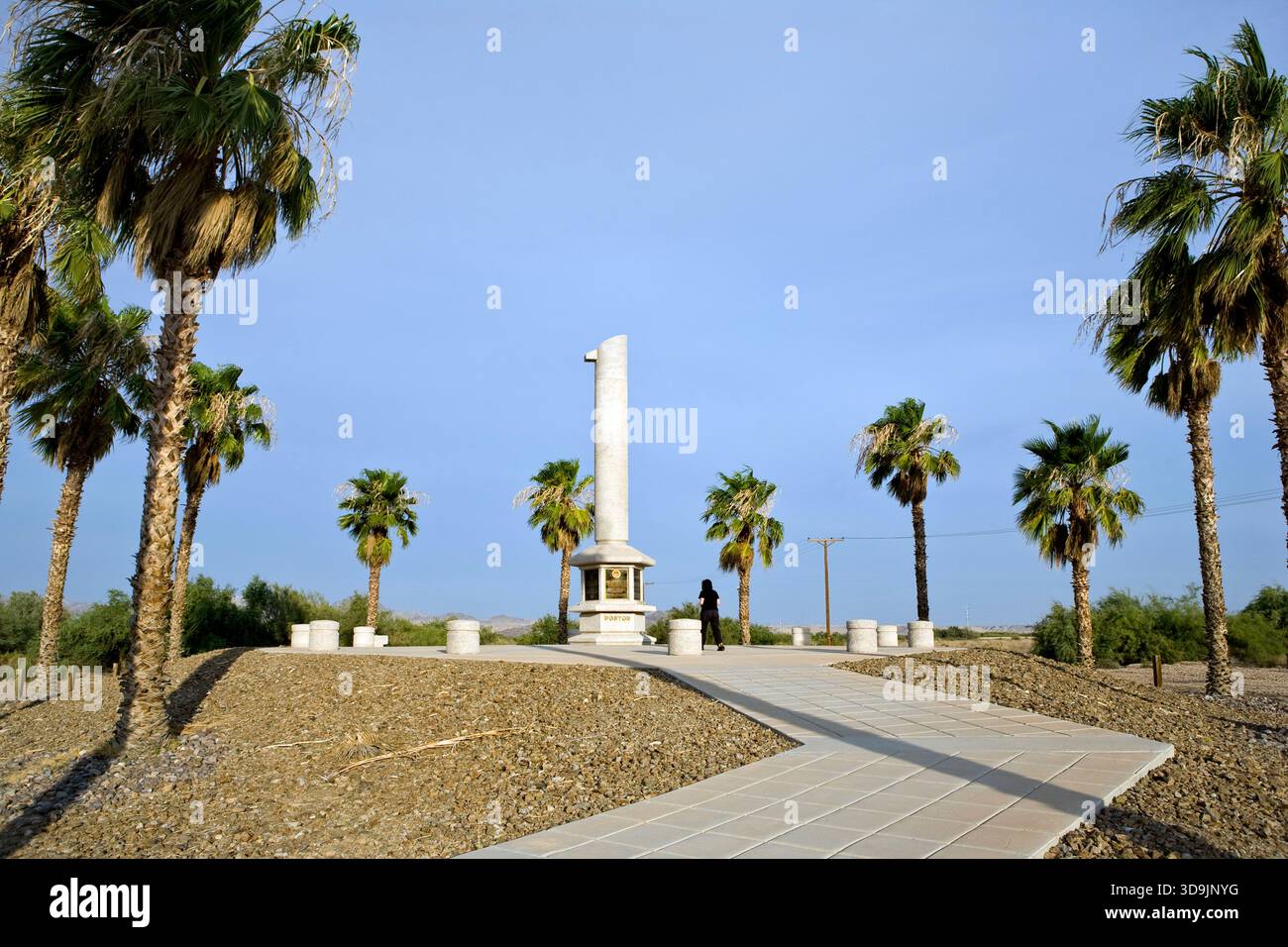 A lone visitor at the memorial of WWII internees at Poston, Arizona Stock Photo