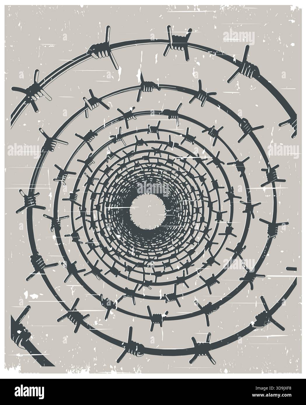 Coiled barbed wire retro poster stylized vector illustration Stock ...