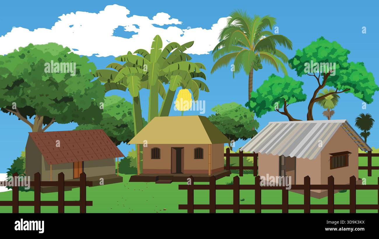 Indian rural village road Stock Vector Images - Alamy