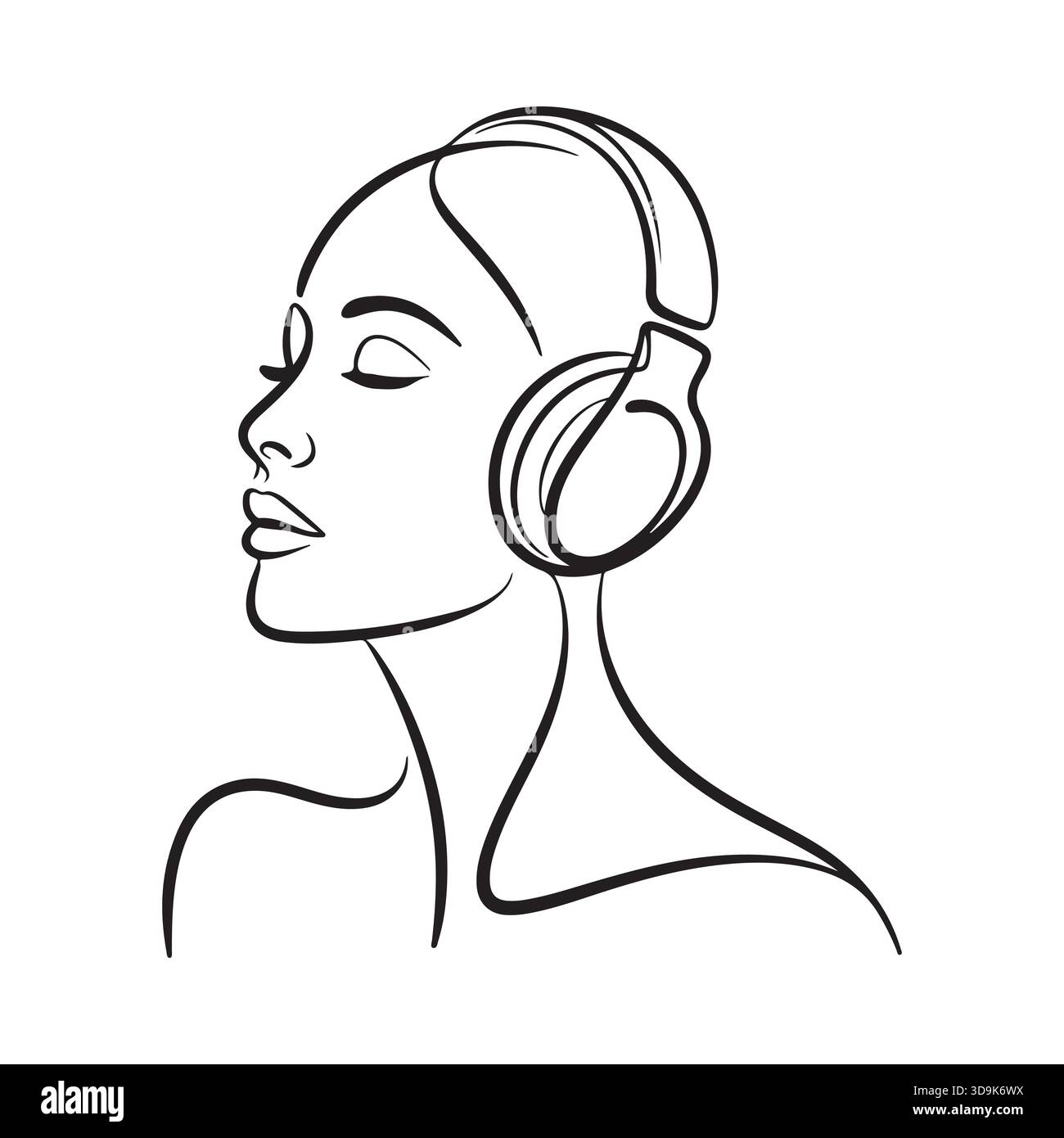 Silhouette of a human head wearing headphones symbolizing auditory ...