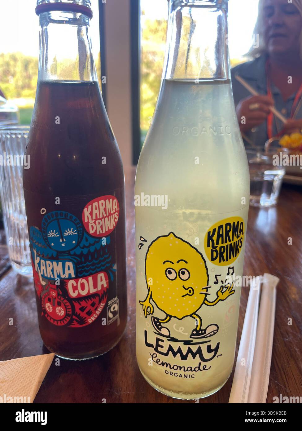 Karma Cola and Lemmy Lemonade from the Karma Drinks, drinks with 100% organic ingredients - Smartphone Captured Stock Image