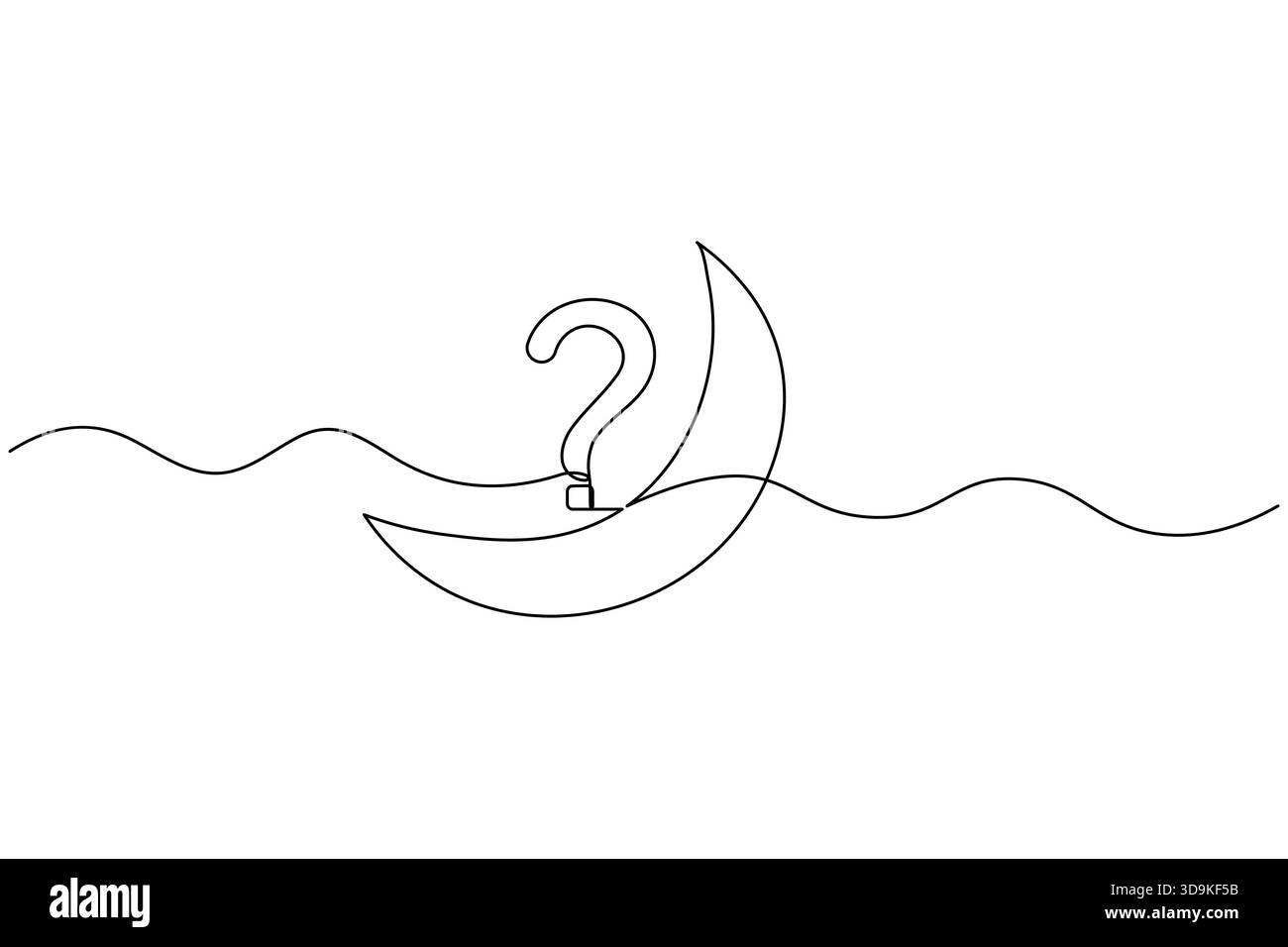 Minimalist one line face with question mark abstract outline artwork ...