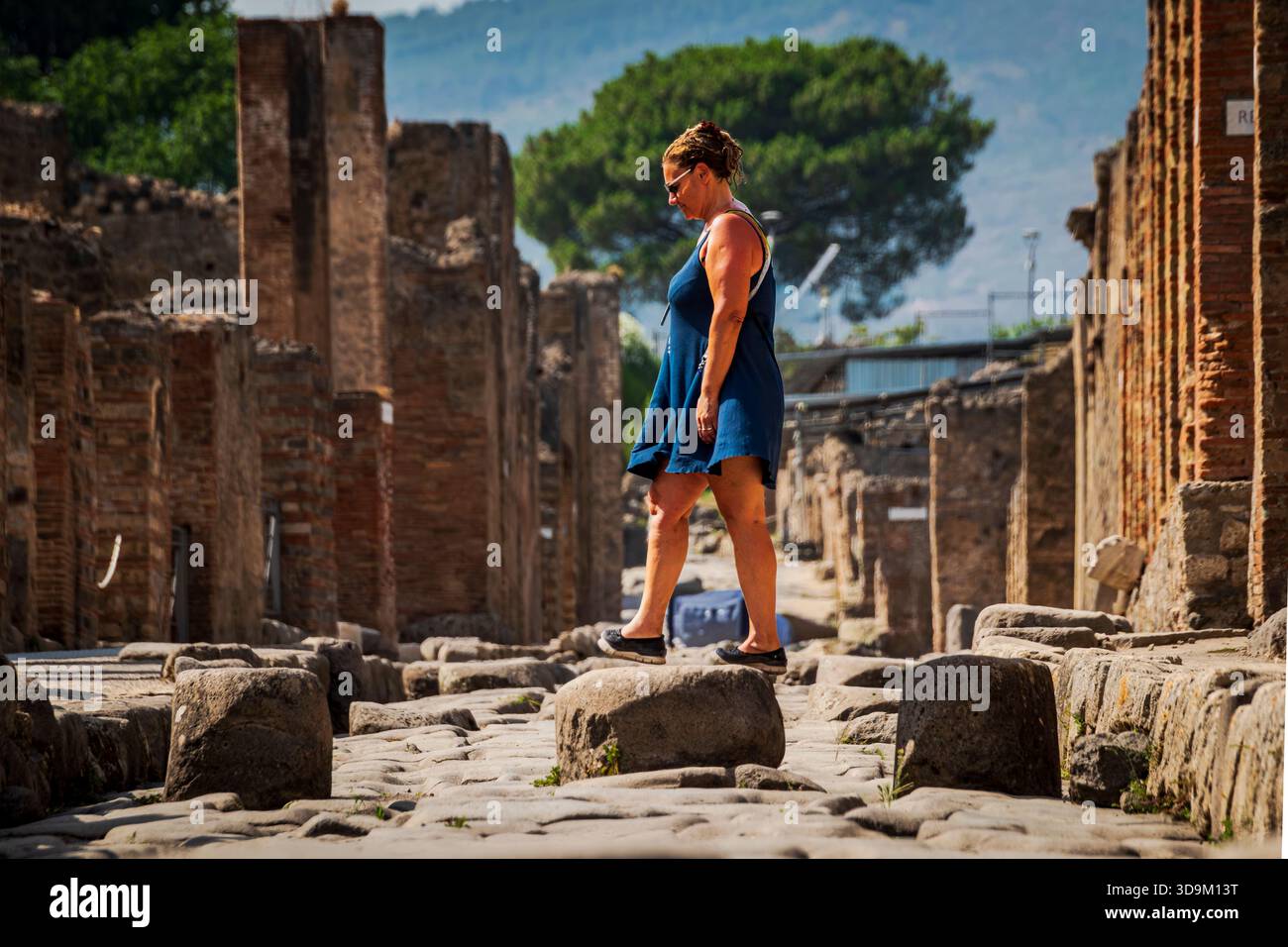 IItaly, Campania, Pompeii archeological site. Ancient Rome's pedestrian ...