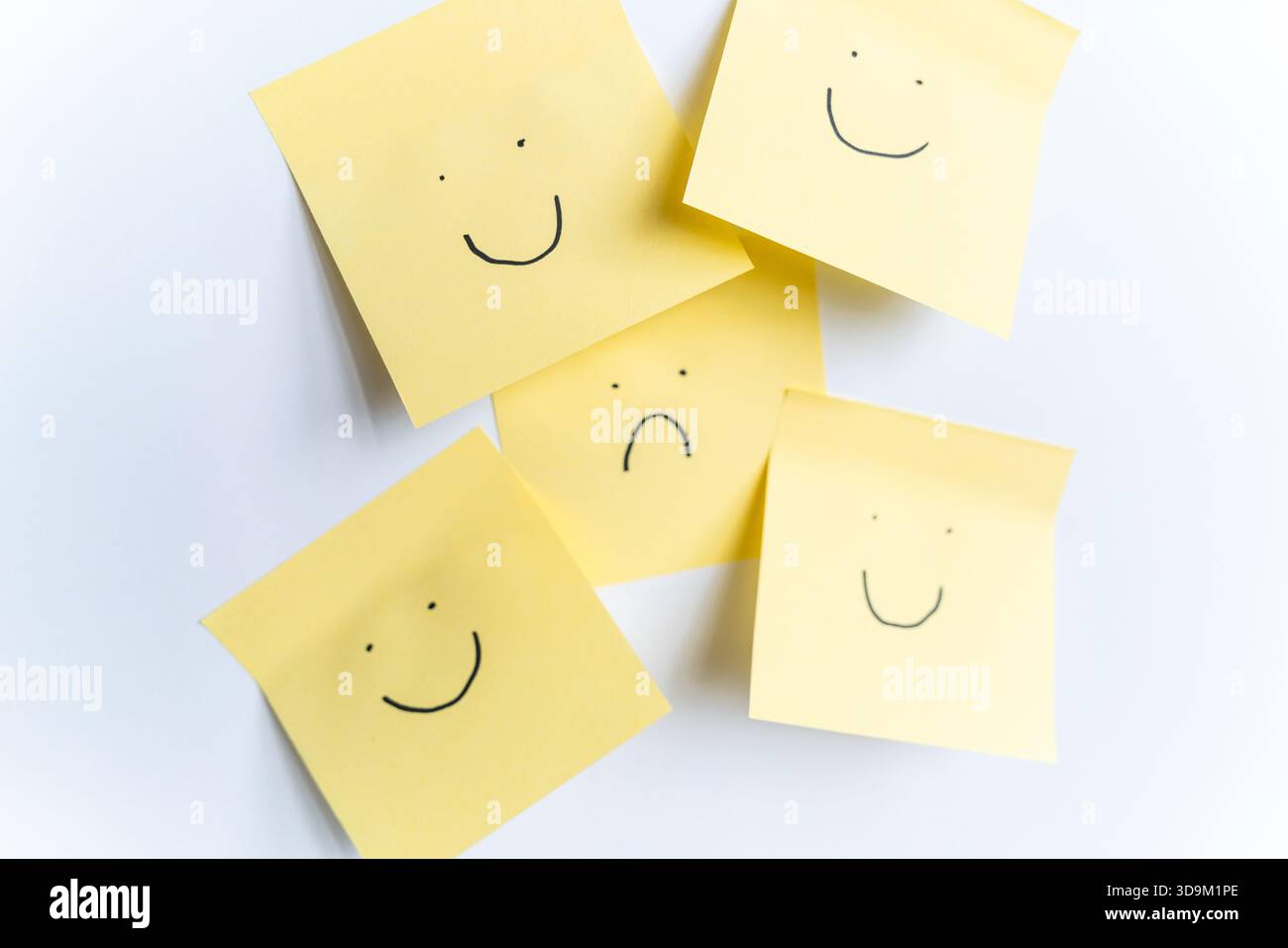 Yellow sticky notes with smile and sad faces Stock Photo - Alamy
