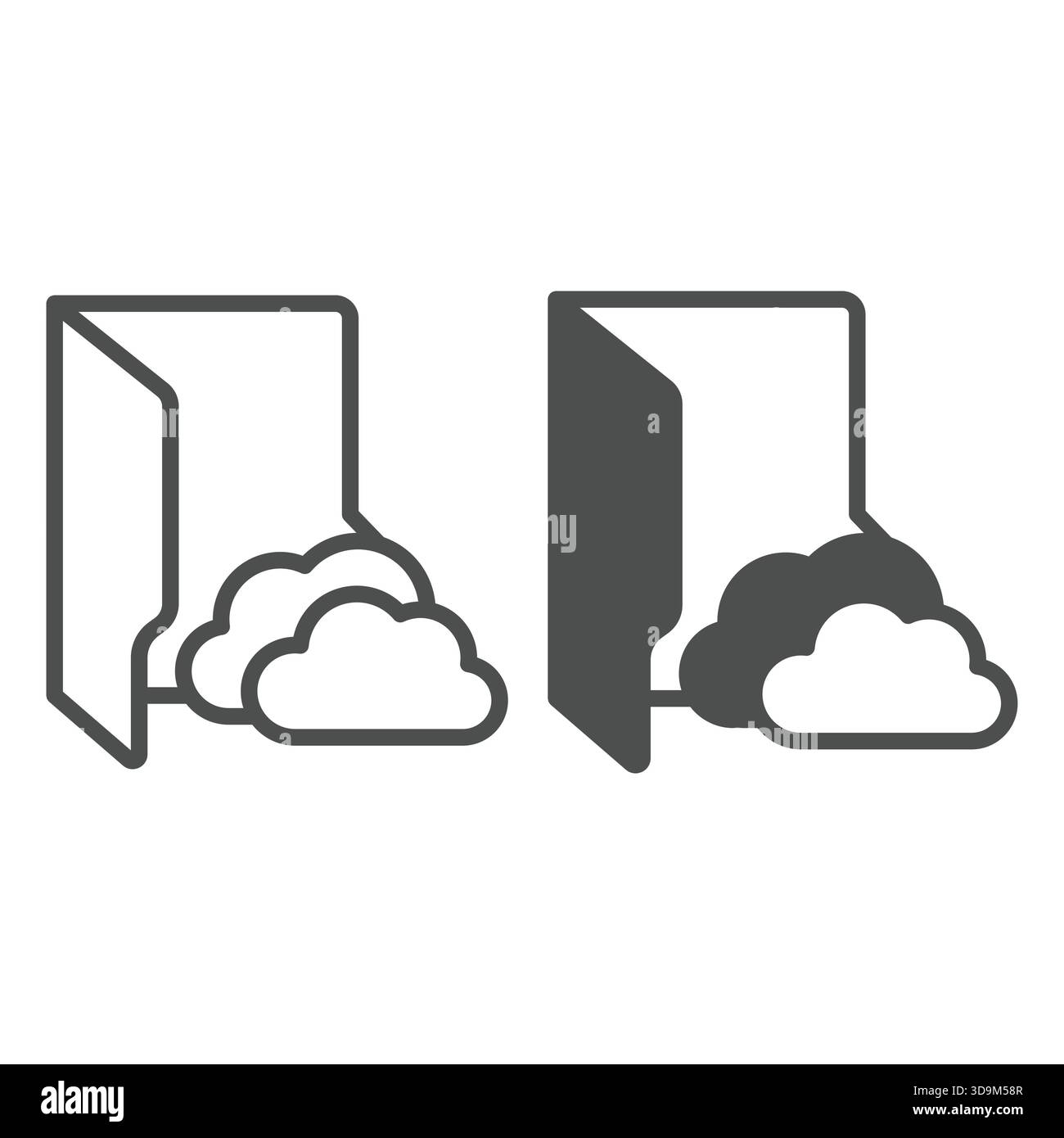 Cloud folder line and solid icon, windows pack concept. Vector graphics. Folder with cloud storage, remote data sign on white background, outline styl Stock Vector