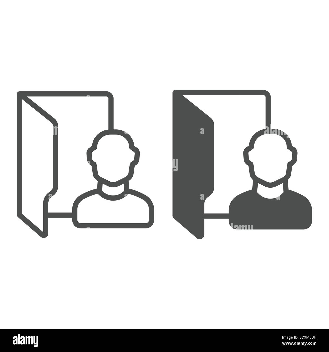 User folder line and solid icon, windows pack concept. Vector graphics. Folder and man avatar, personal data sign on white background, outline style i Stock Vector