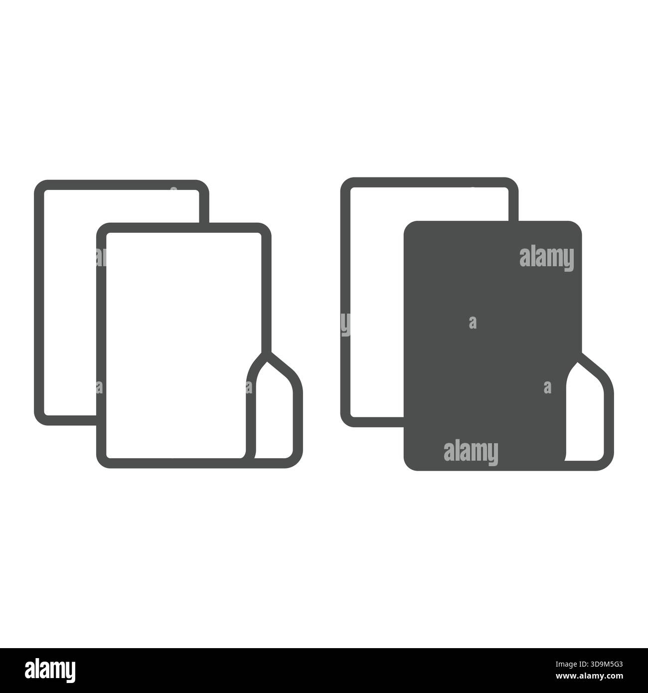 Two folders moving line and solid icon, windows pack concept. Vector graphics. Drag and drop folder, copy sign on white background, outline style icon Stock Vector