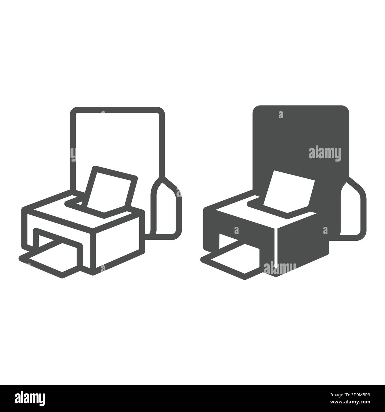 Printer folder line and solid icon, windows pack concept. Vector graphics. Folder with printer device, printing sign on white background, outline styl Stock Vector