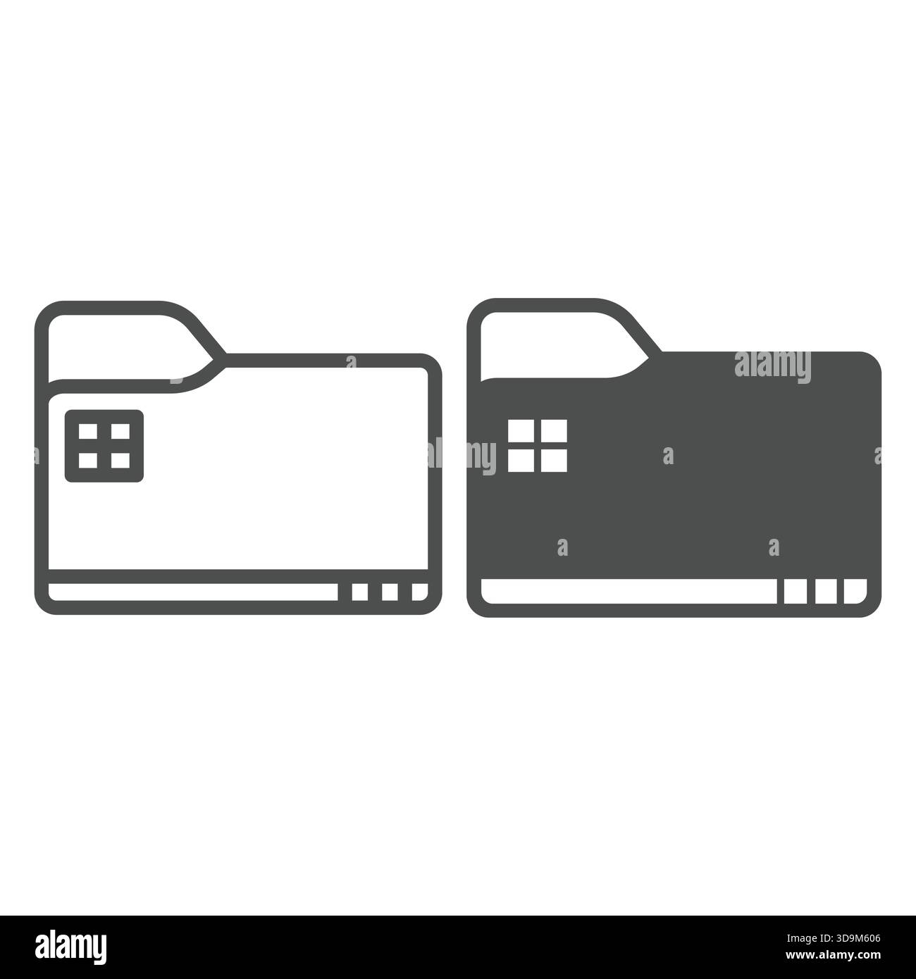 Desktop folder line and solid icon, windows pack concept. Vector graphics. Folder with control button, start screen sign on white background, outline Stock Vector