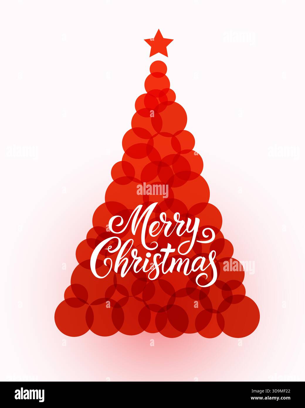 Modern abstract Christmas tree design made of green overlapping circles with elegant Merry Christmas typography. Vector illustration. Stock Vector