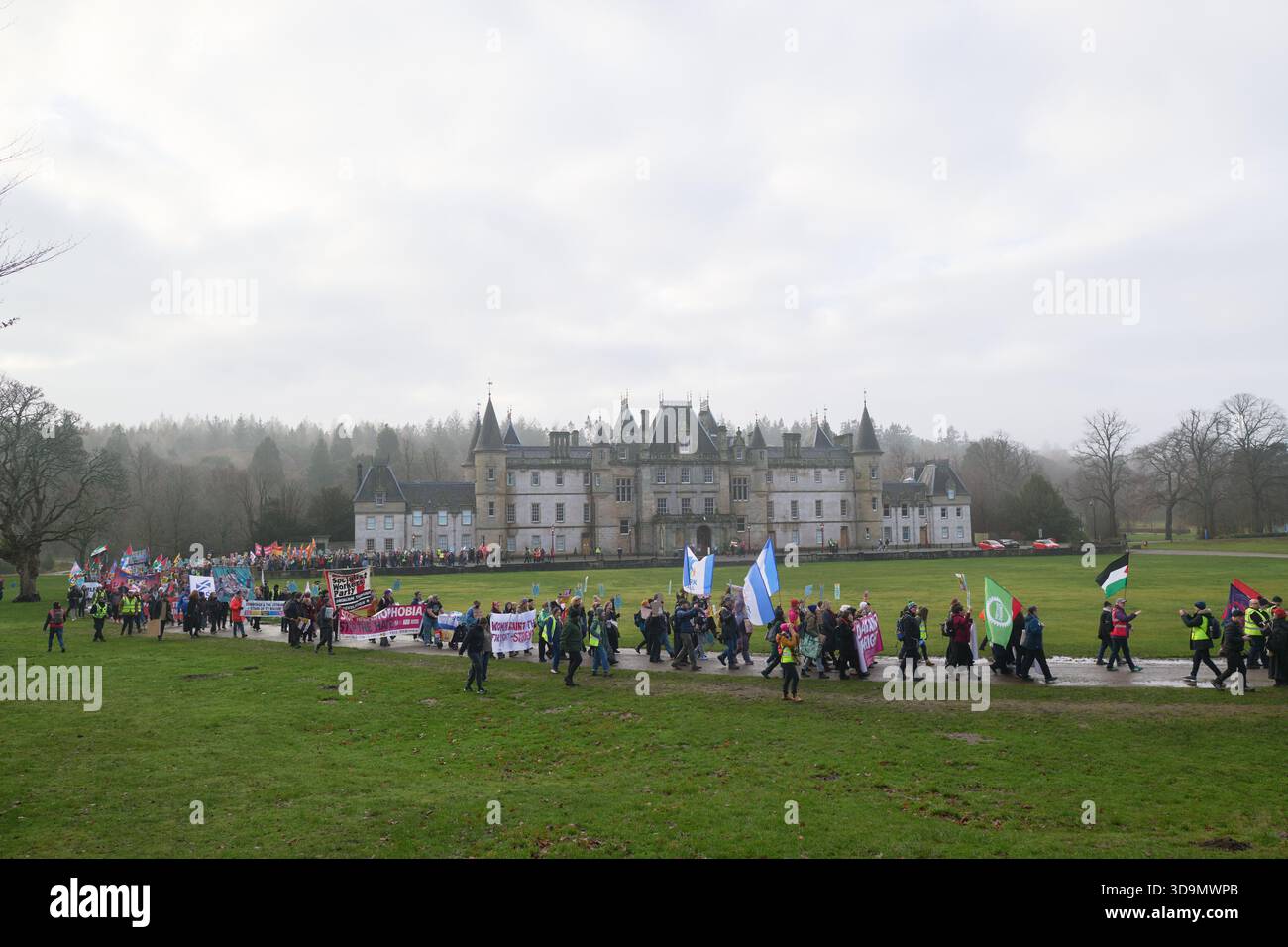 Falkirk Scotland, UK 06 December 2025. Hundreds of protesters from ...