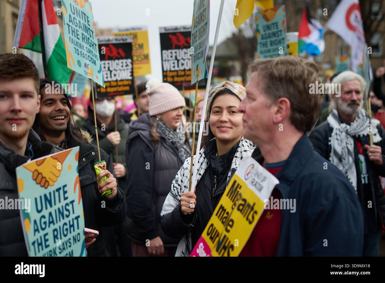 Protest In Falkirk Falkirk Scotland, UK 06 December 2025. Hundreds of protesters from ...