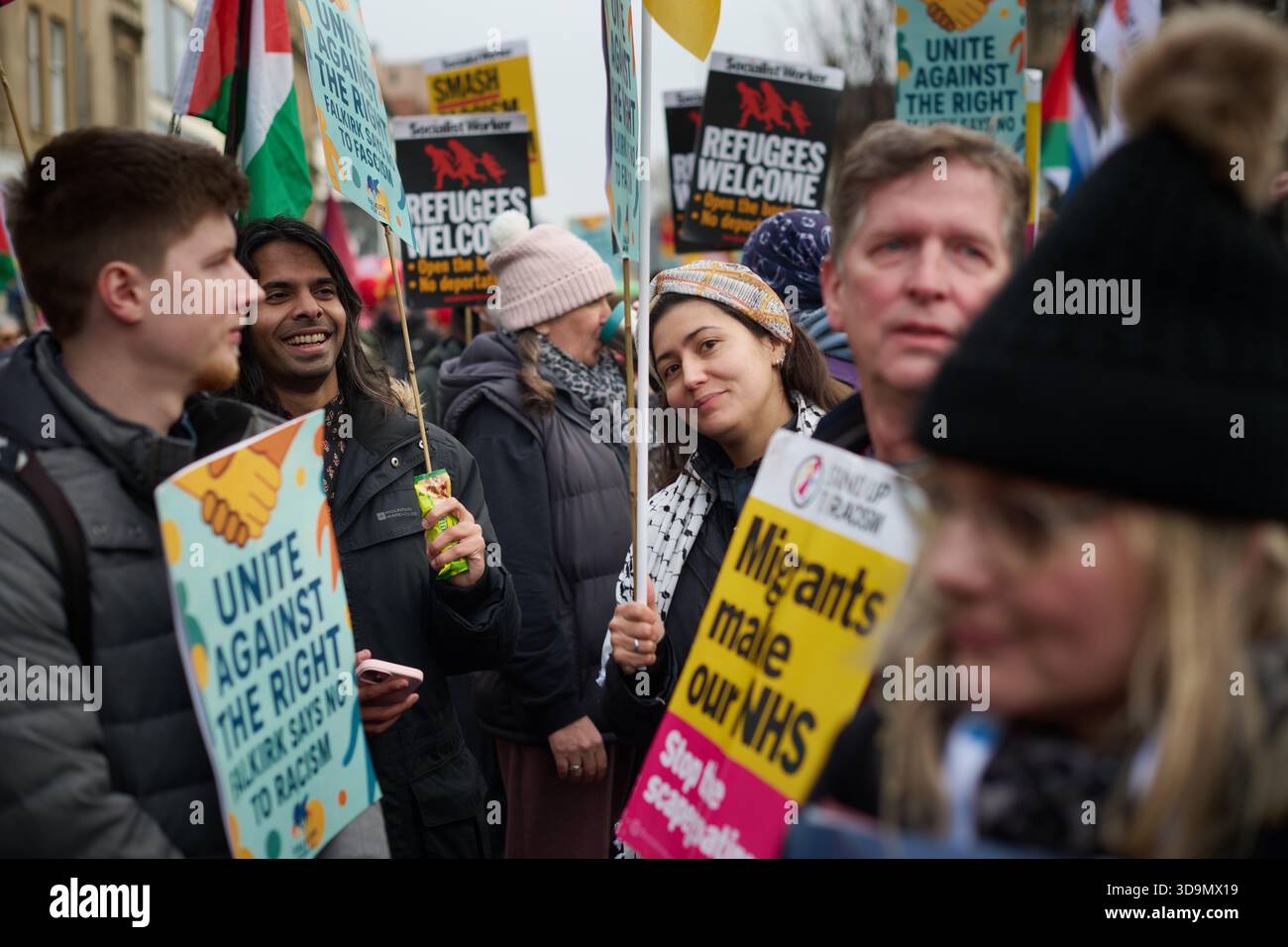 Falkirk Scotland, UK 06 December 2025. Hundreds of protesters from ...