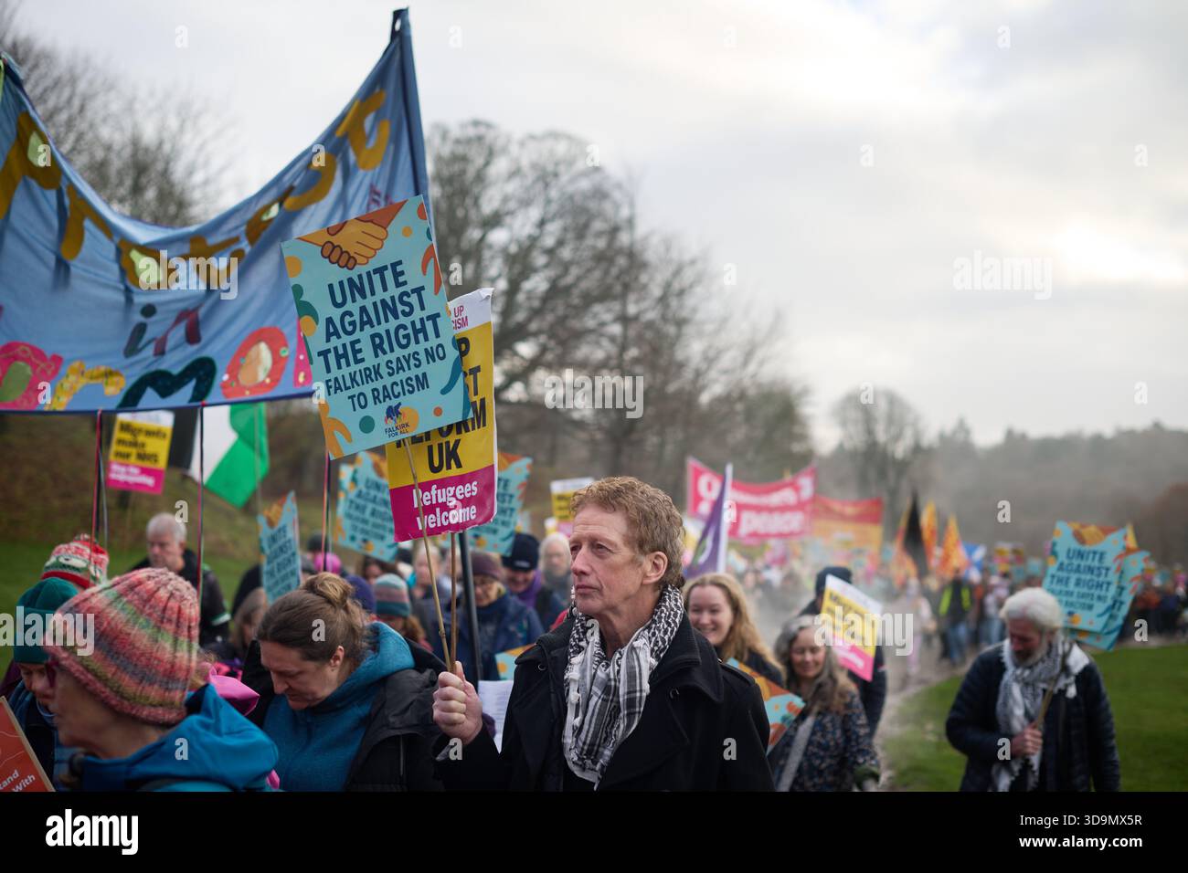 Protest In Falkirk Falkirk Scotland, UK 06 December 2025. Hundreds of protesters from ...